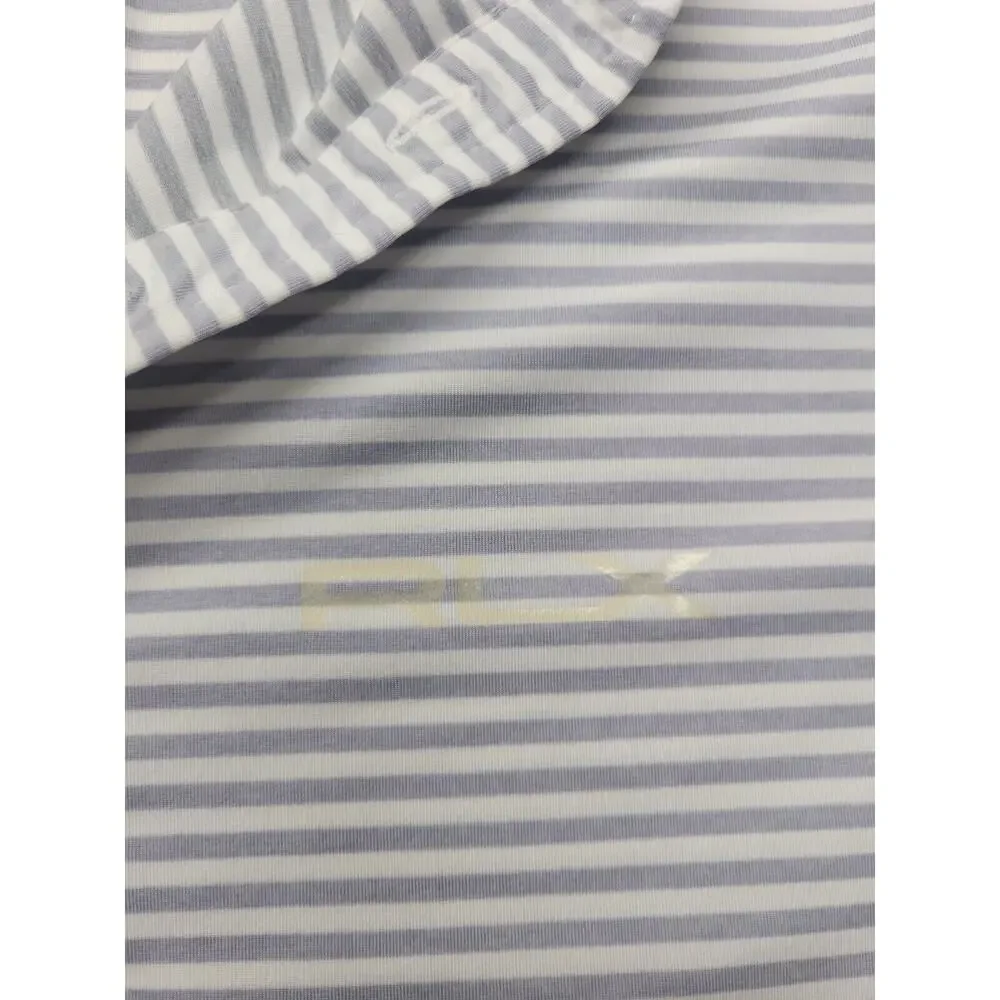 RLX Ralph Lauren Golf Polo Shirt Men’s Size Large SS White Gray Striped Wicking